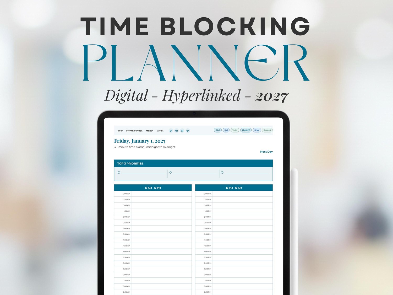2027 Time Blocking Planner product preview