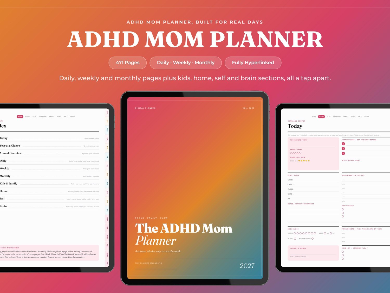 2027 ADHD Mom Planner product preview