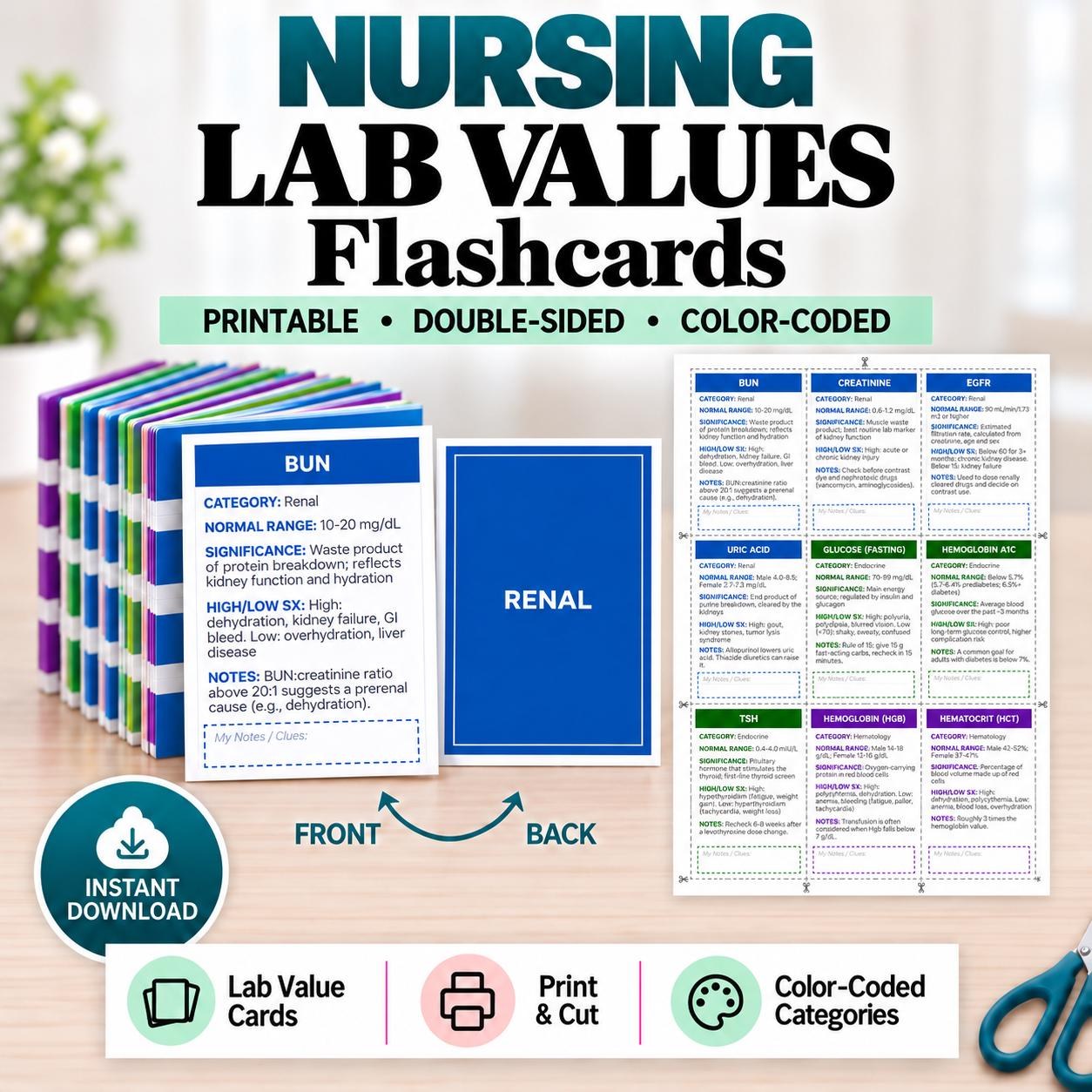 Nursing Lab Values Flashcards product preview