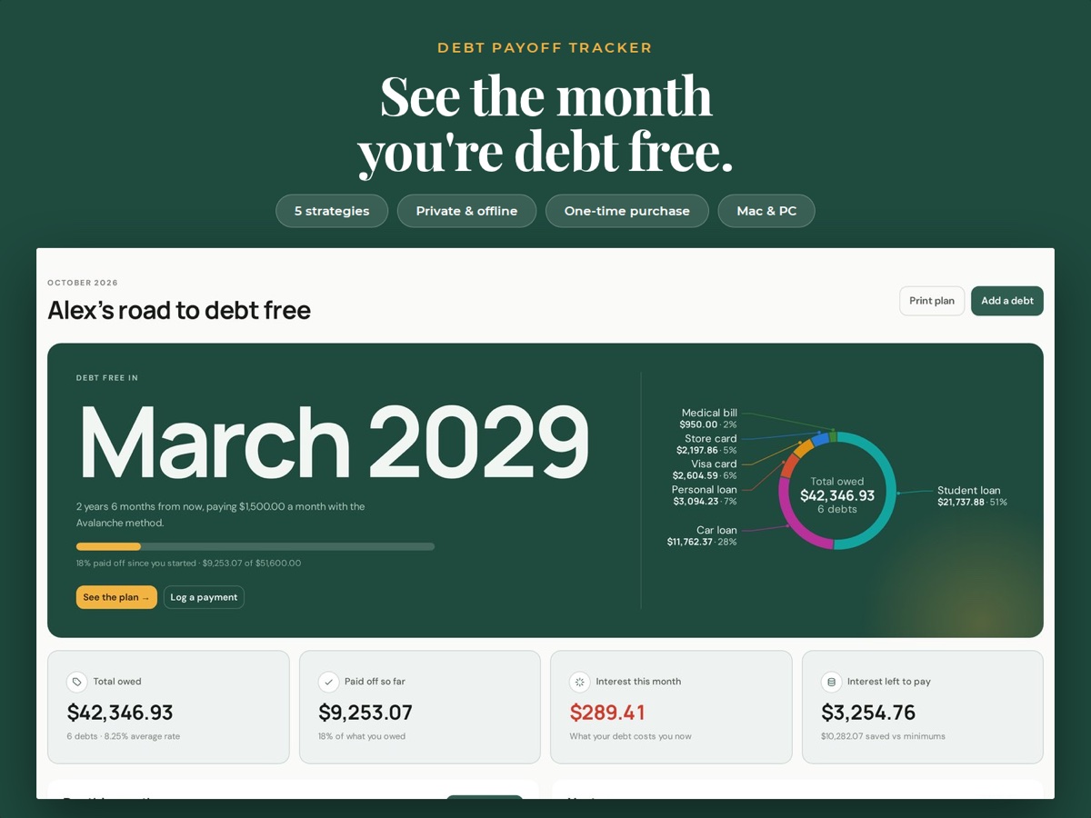 Debt Payoff Planner product preview