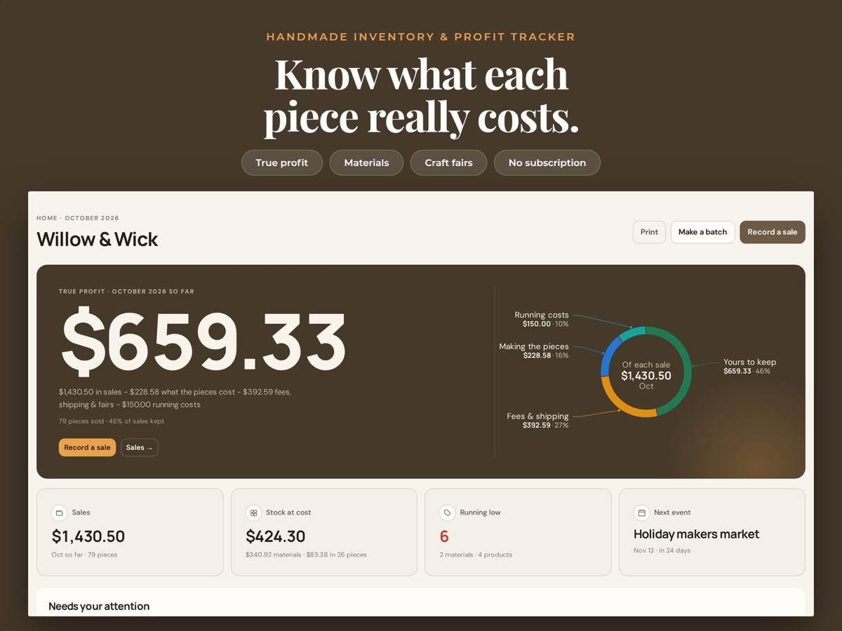 Handmade Inventory Tracker product preview