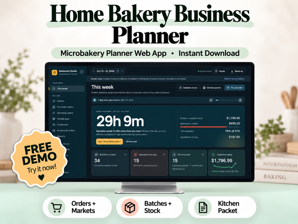 Home Bakery Business Planner product preview